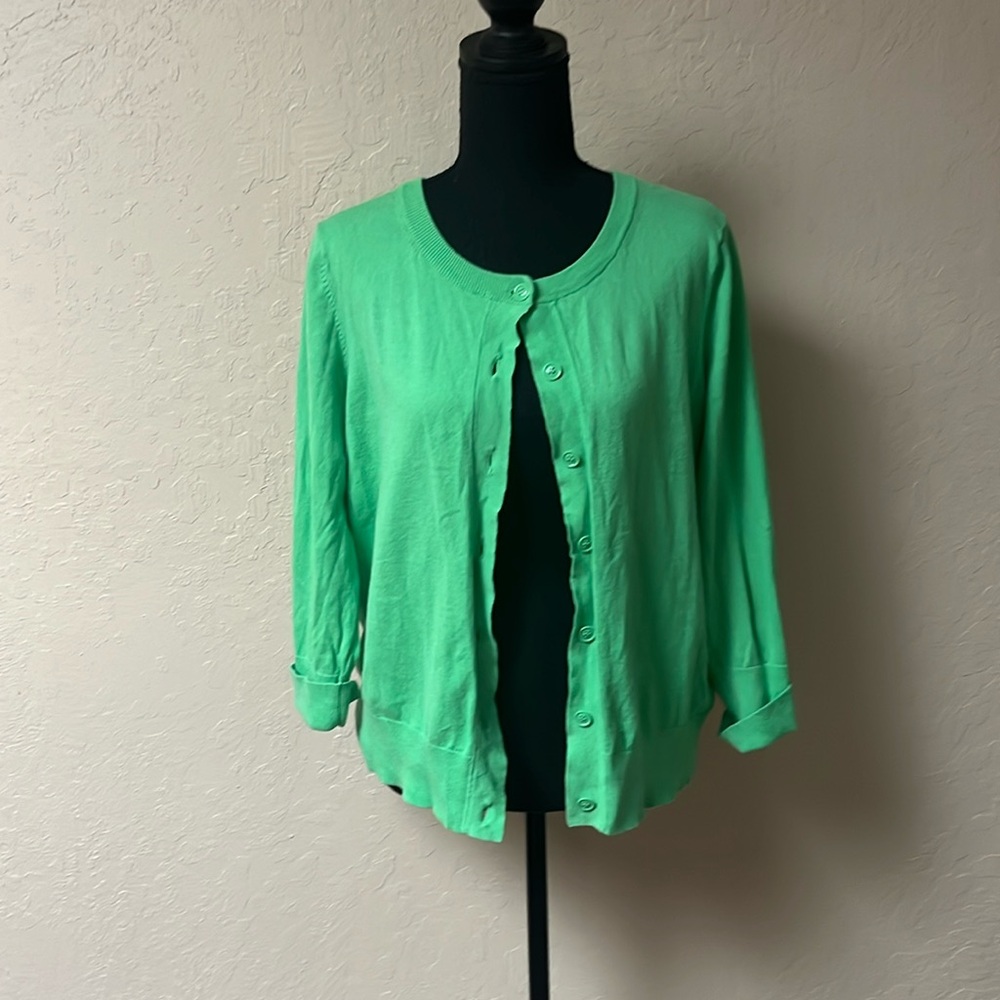 jcpenney Green Lightweight Button-Up Cardigan